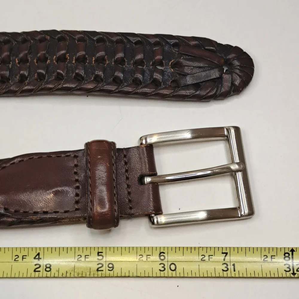 Roundtree & Yorke Mens Braided Brown Genuine Leather Belt Size 52 MB5053B 200